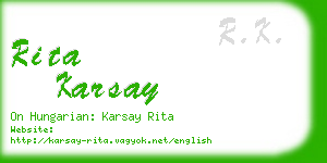 rita karsay business card